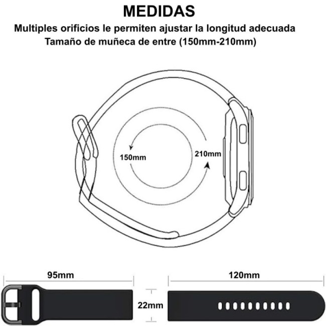 Estuyoya Correa silicona Hebilla Amazfit T-Rex 3 Negro