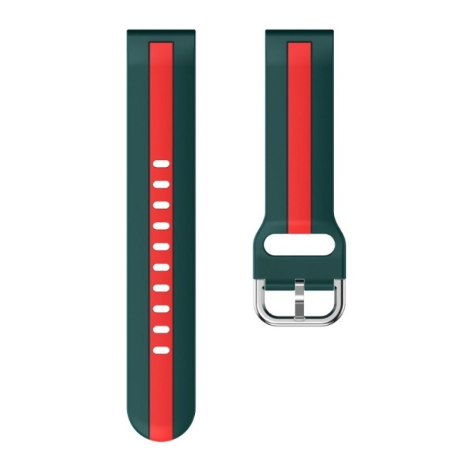 Estuyoya Correa silicona Raya Amazfit Active 42mm Verde,Rojo