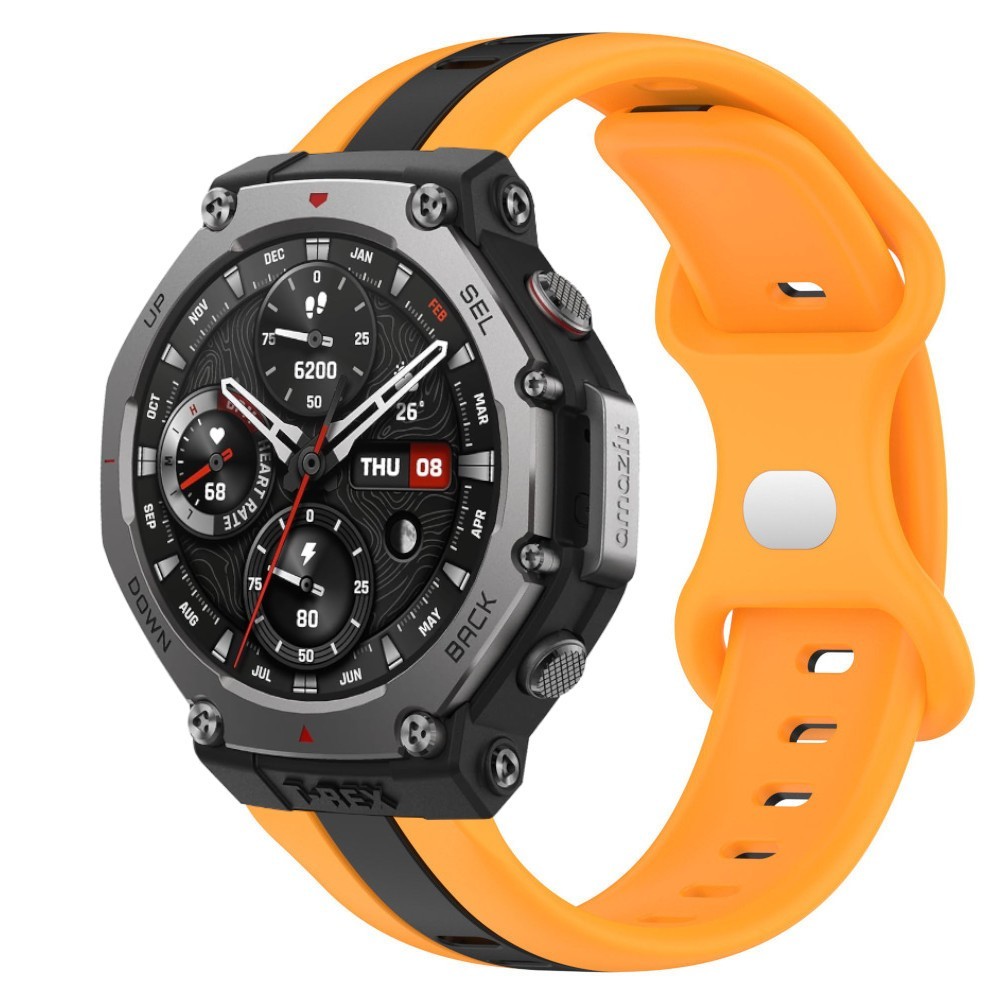 Estuyoya Correa silicona Raya Amazfit T-Rex 3 Naranja,Negro