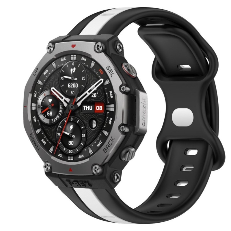 Estuyoya Correa silicona Raya Amazfit T-Rex 3 Negro,Blanco