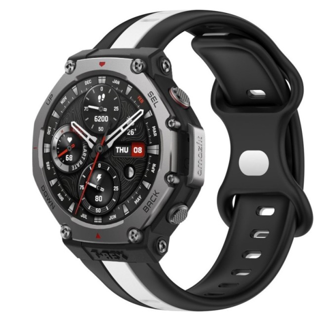 Estuyoya Correa silicona Raya Amazfit T-Rex 3 Negro,Blanco