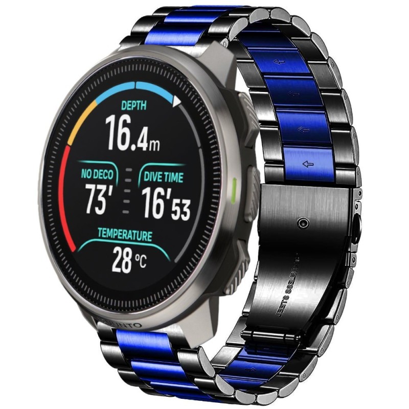 Estuyoya Correa metal acero Suunto Ocean negro,azul