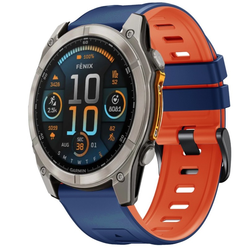 Estuyoya Correa 2 Colores Silicona Garmin Fenix 8 - 51mm Azul,Naranja