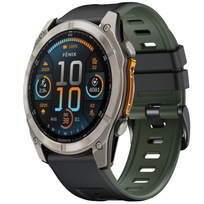 Estuyoya Correa 2 Colores Silicona Garmin Fenix 8 - 51mm Verde,Negro