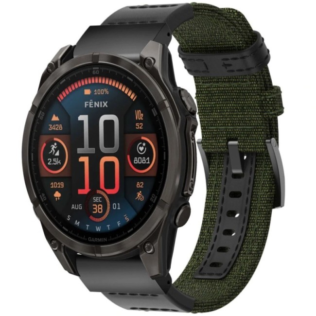 Estuyoya Correa nylon balistico Garmin Fenix 8 - 47mm verde