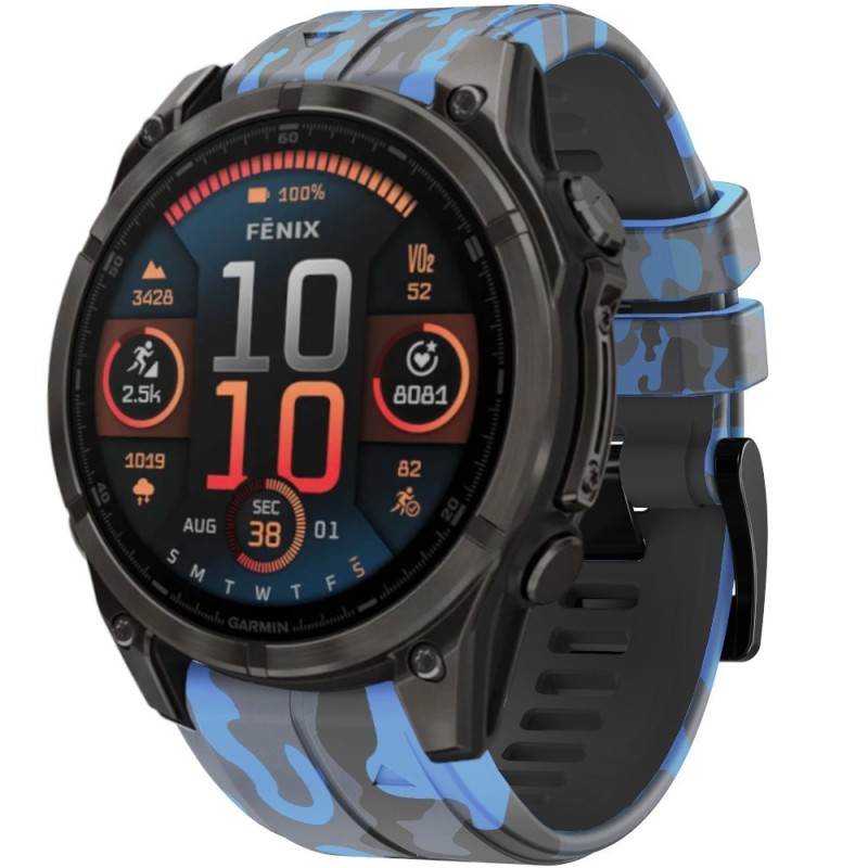 Estuyoya Correa silicona Camuflaje Garmin Fenix 8 - 47mm Azul