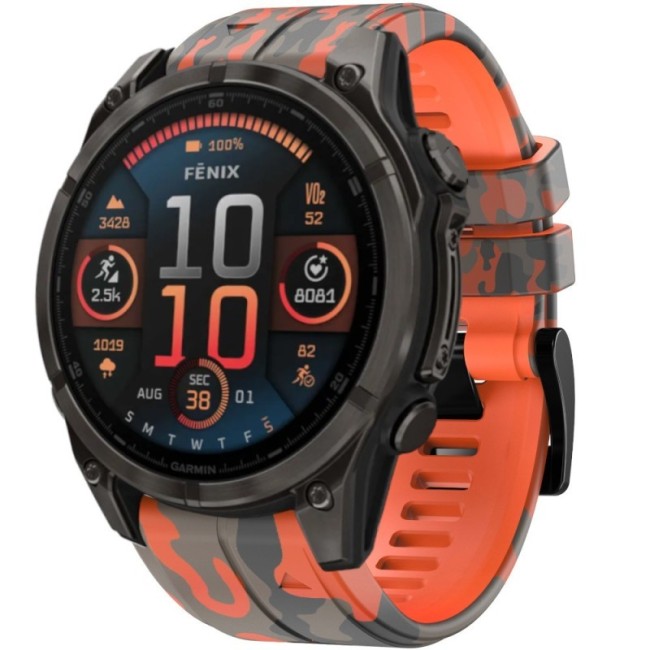 Estuyoya Correa silicona Camuflaje Garmin Fenix 8 - 47mm Naranja