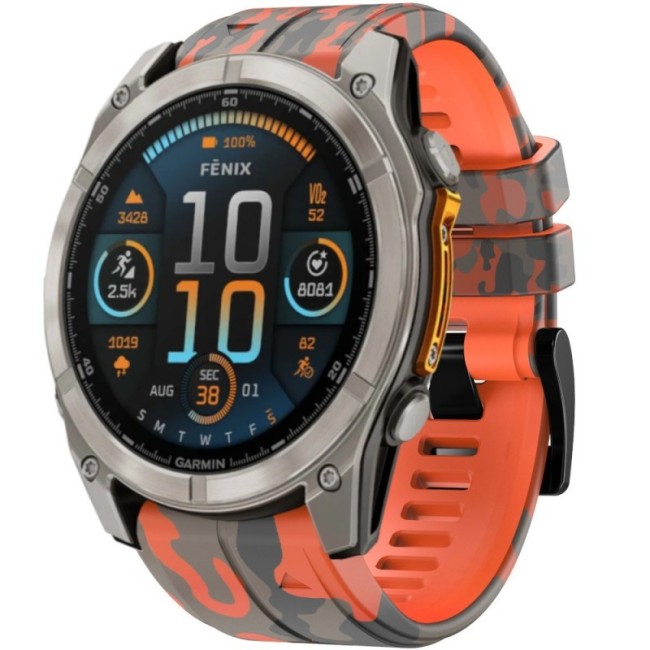 Estuyoya Correa silicona Camuflaje Garmin Fenix 8 - 51mm Naranja