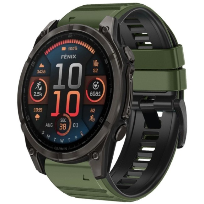 Estuyoya Correa silicona Deporte Garmin Fenix 8 - 47mm Verde Militar