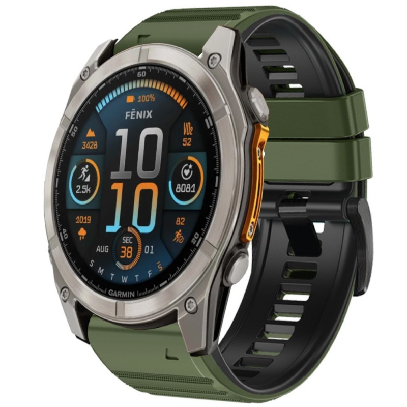 Estuyoya Correa silicona Deporte Garmin Fenix 8 - 51mm Verde Militar