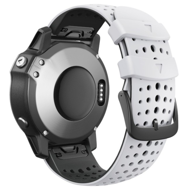 Estuyoya Correa silicona Deportiva Agujeros Garmin Fenix 8 - 47mm Blanco,Negro