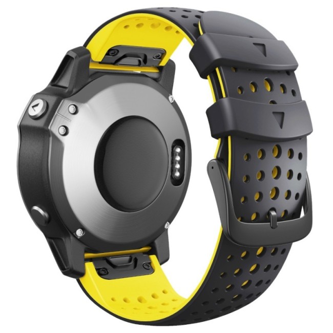 Estuyoya Correa silicona Deportiva Agujeros Garmin Fenix 8 - 47mm Negro,Amarillo