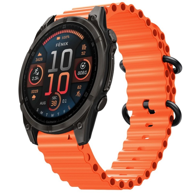 Estuyoya Correa silicona Ocean Garmin Fenix 8 - 47mm naranja