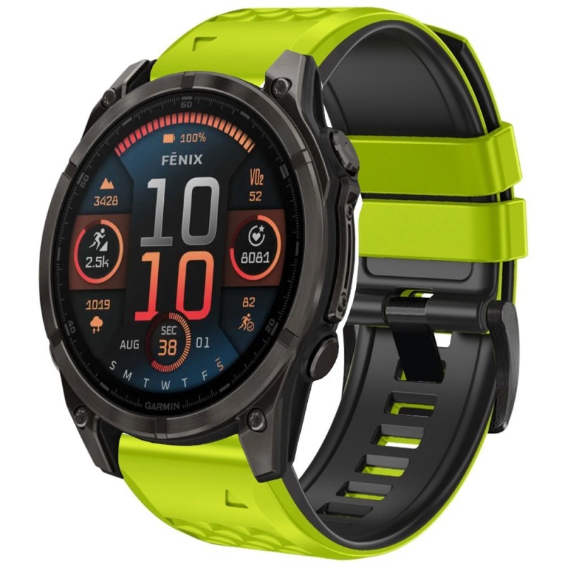 Estuyoya Correa silicona Piramid Garmin Fenix 8 - 47mm Verde,Negro