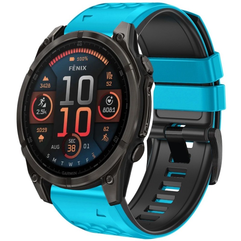 Estuyoya Correa silicona Piramid Garmin Fenix 8 - 47mm Azul,Negro