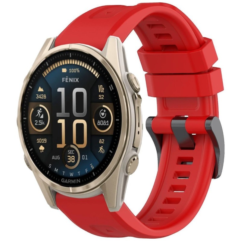 Estuyoya Correa Silicona Básica Sport Garmin Fenix 8 - 43mm Rojo