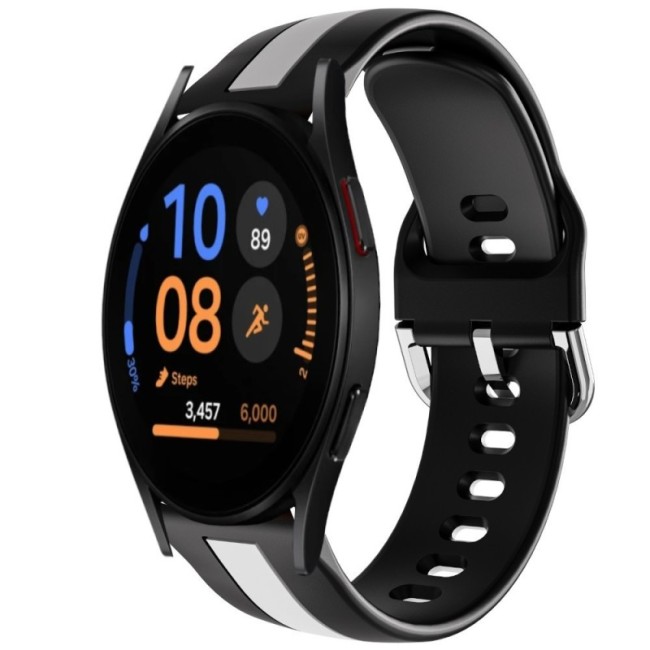 Estuyoya Correa silicona Raya Samsung Galaxy Watch FE Negro,Blanco