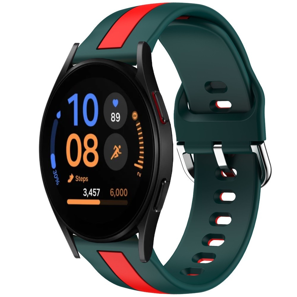 Estuyoya Correa silicona Raya Samsung Galaxy Watch FE Verde,Rojo