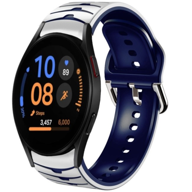 Estuyoya Correa silicona Ondas Samsung Galaxy Watch FE Blanco,Azul