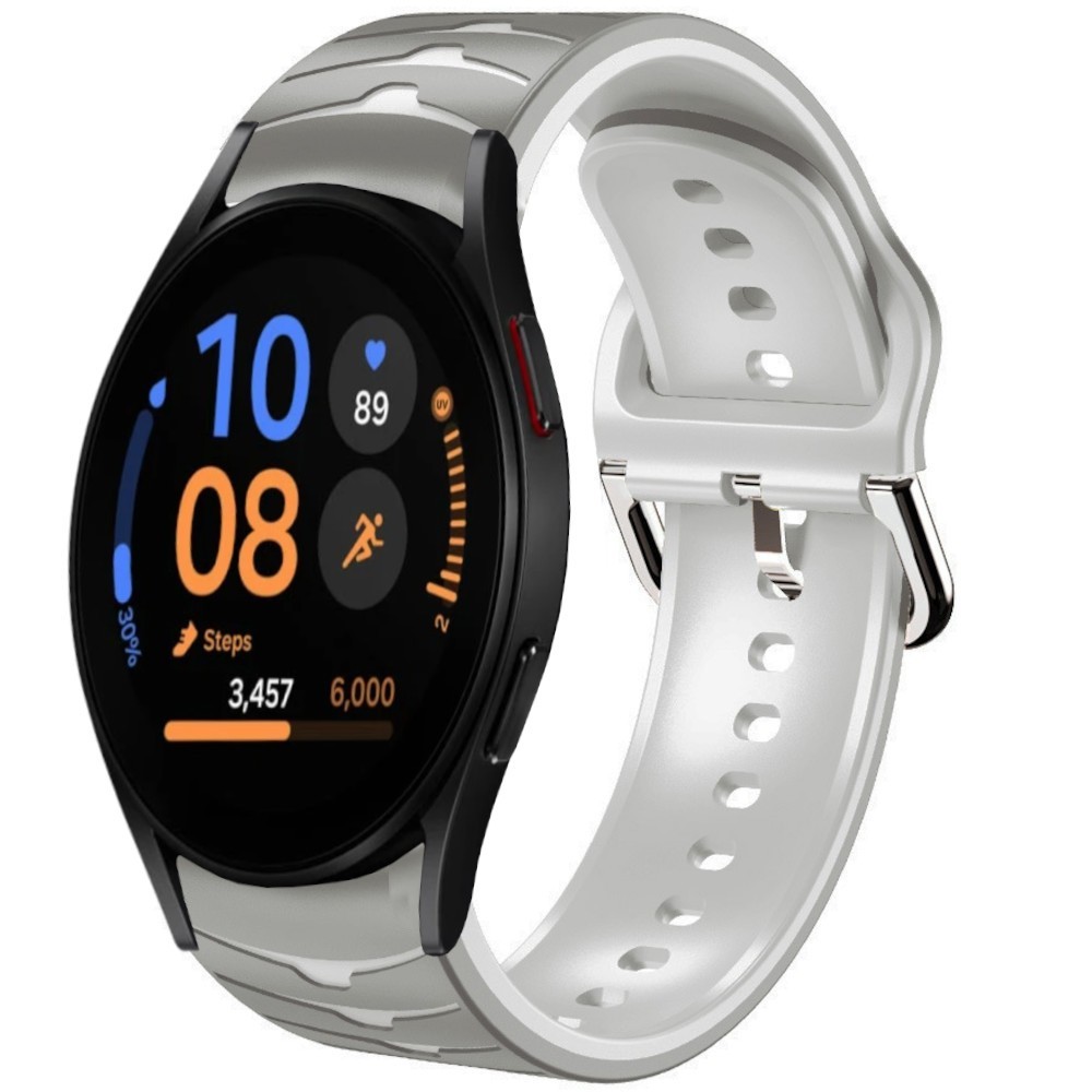 Estuyoya Correa silicona Ondas Samsung Galaxy Watch FE Gris,Blanco