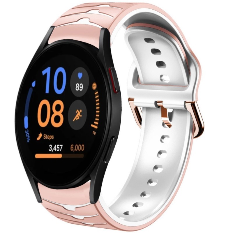 Estuyoya Correa silicona Ondas Samsung Galaxy Watch FE Rosa,Blanco