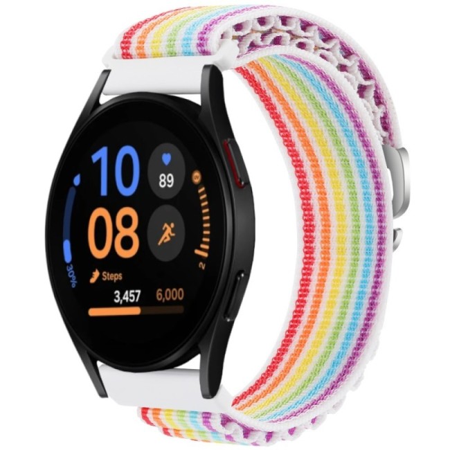 Estuyoya Correa loop nylon Samsung Galaxy Watch FE Rainbow White