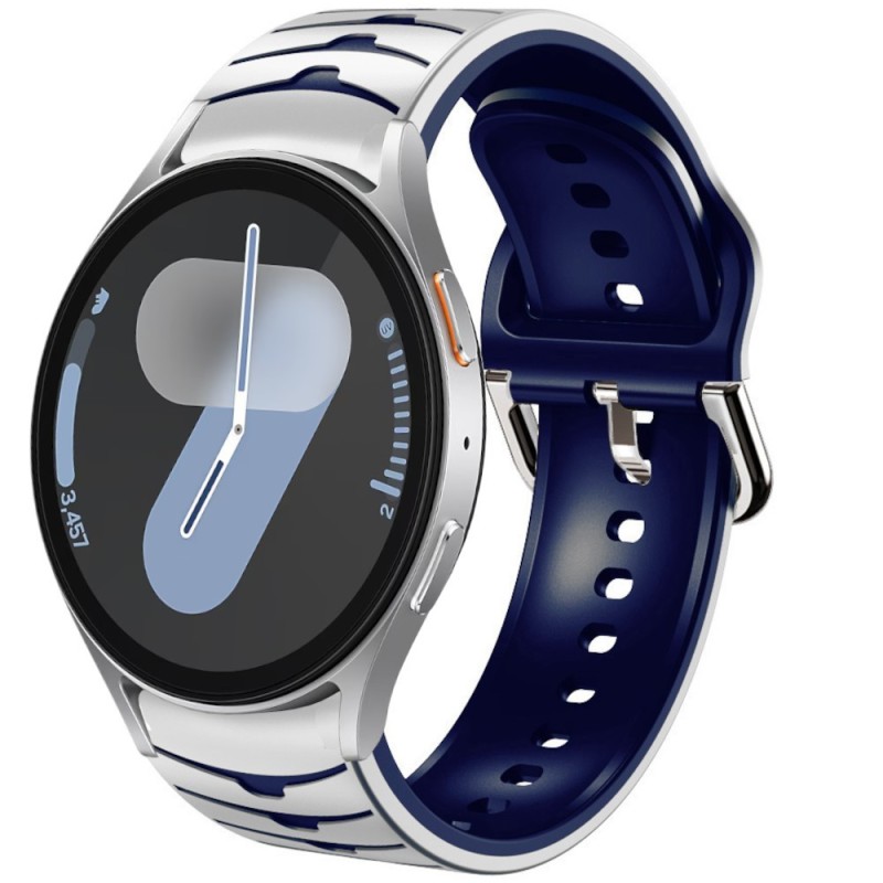 Estuyoya Correa silicona Ondas Samsung Galaxy Watch 7 - 44mm Blanco,Azul