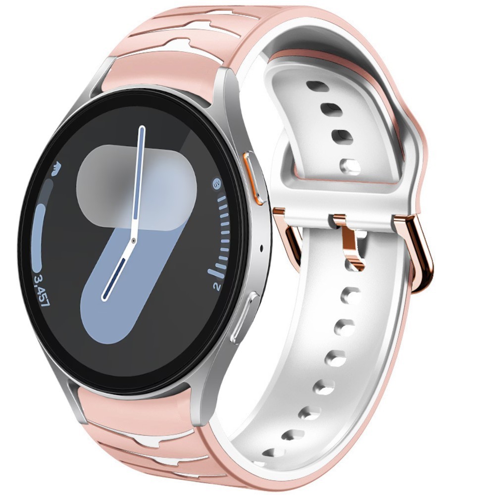 Estuyoya Correa silicona Ondas Samsung Galaxy Watch 7 - 44mm Rosa,Blanco