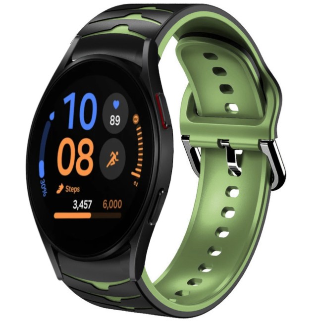 Estuyoya Correa silicona Ondas Samsung Galaxy Watch FE Negro,Verde