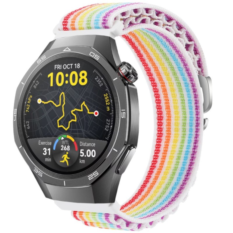 Estuyoya Correa loop nylon Huawei Watch GT 5 Pro - 46mm Rainbow White