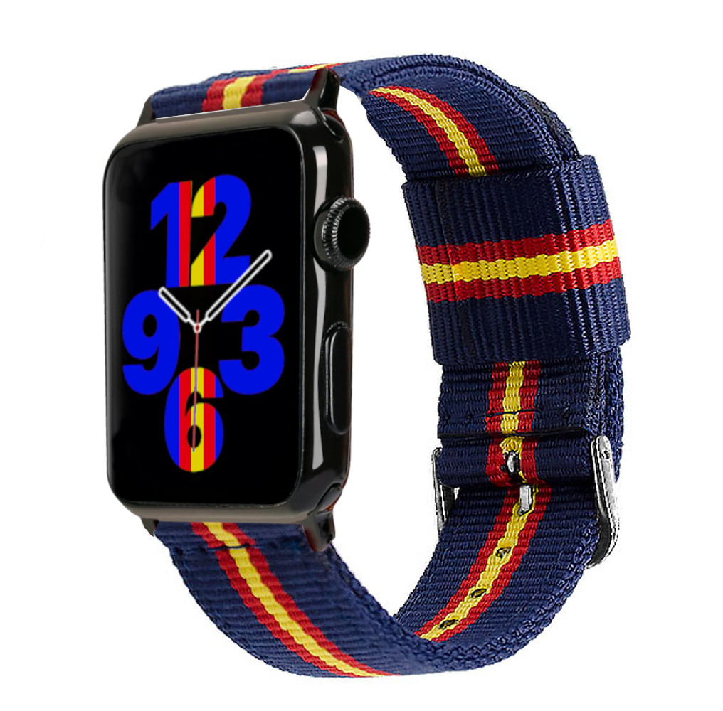 ESTUYOYA Correa Catalana compatible con Apple Watch 49mm 45mm 44mm 42mm,  Pulsera de Nylon bandera de Catalunya Cierre Hebilla Deporte para iWatch