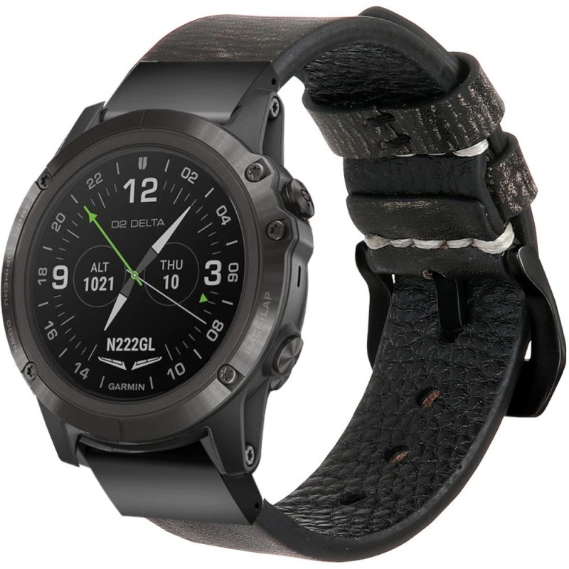 Estuyoya Correa cuero Garmin D2 Delta PX hecha a mano gris (GreySpace)