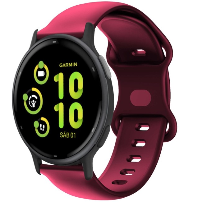 Estuyoya Correa silicona Doble Cierre Garmin Vivoactive 5 Rojo Vino