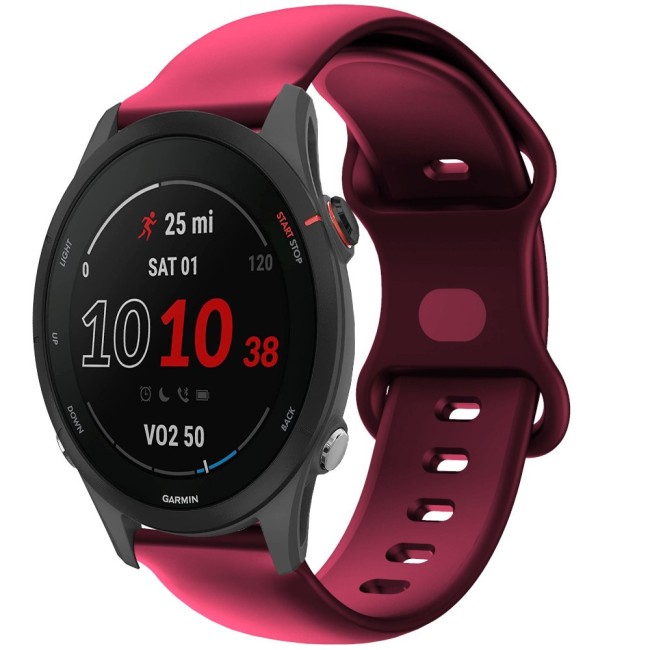 Estuyoya Correa silicona Doble Cierre Garmin Forerunner 255 Rojo Vino