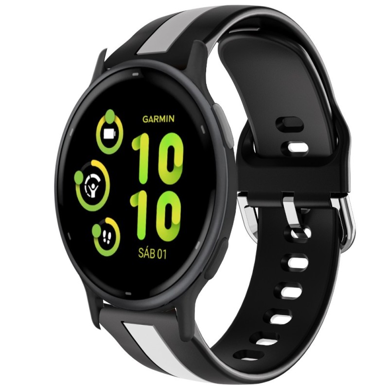 Estuyoya Correa silicona Raya Garmin Vivoactive 5 Negro,Blanco