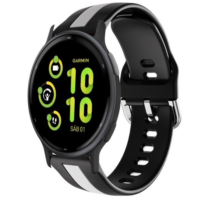 Estuyoya Correa silicona Raya Garmin Vivoactive 5 Negro,Blanco