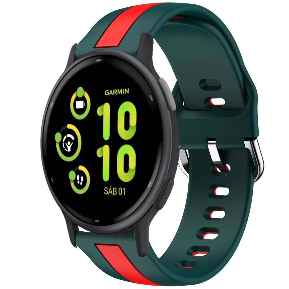 Estuyoya Correa silicona Raya Garmin Vivoactive 5 Verde,Rojo