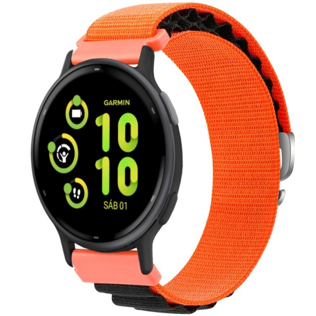 Estuyoya Correa loop nylon Garmin Vivoactive 5 Naranja,Negro