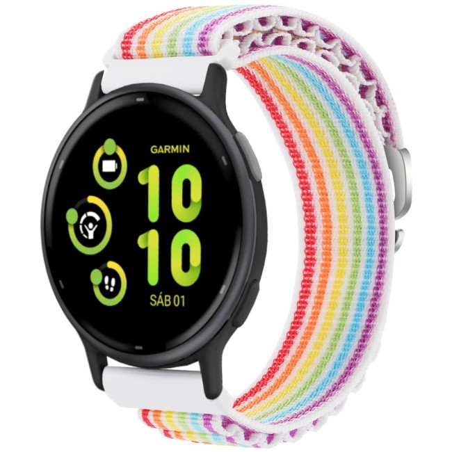 Estuyoya Correa loop nylon Garmin Vivoactive 5 Rainbow White