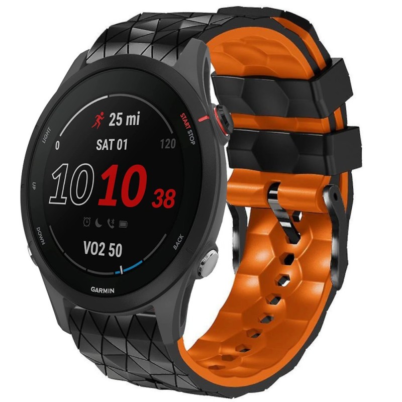 Estuyoya Correa silicona Geometric Garmin Forerunner 255 Negro,Naranja