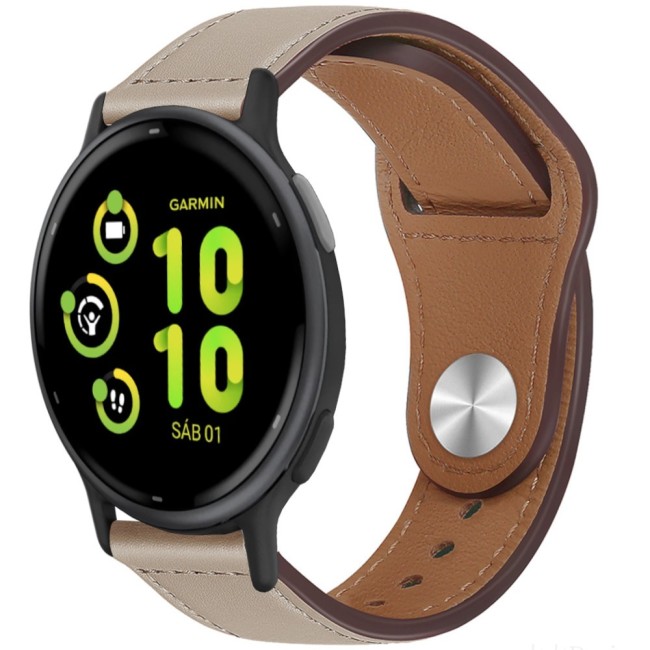 Estuyoya Correa cuero Bucle Garmin Vivoactive 5 blanco perla