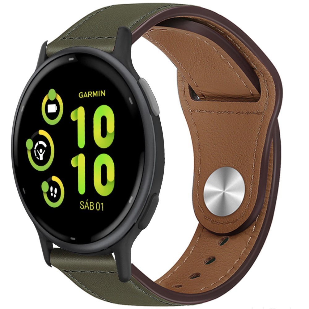 Estuyoya Correa cuero Bucle Garmin Vivoactive 5 verde oliva