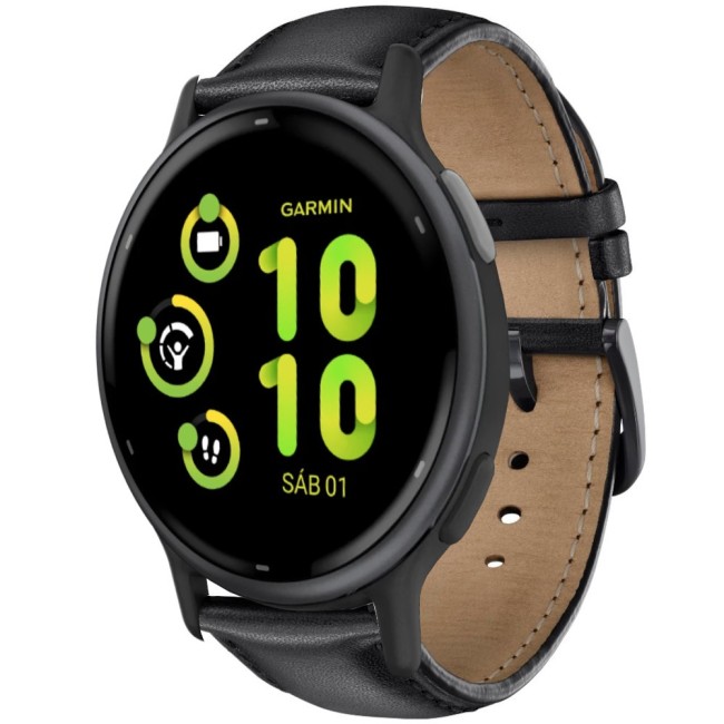 Estuyoya Correa cuero Clasica Garmin Vivoactive 5 negro