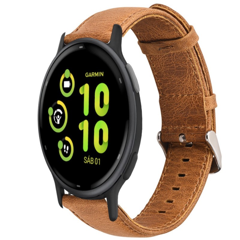 Estuyoya Correa cuero Vintage Garmin Vivoactive 5 marrón camel