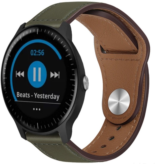 Estuyoya Correa cuero Bucle Garmin Vivoactive 3 verde oliva