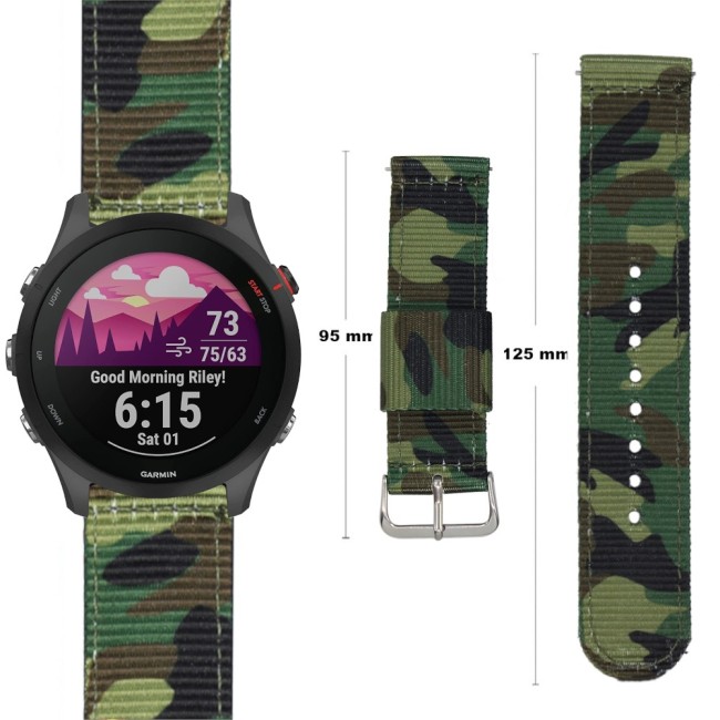 Estuyoya Correa nylon Garmin Forerunner 255 Camuflaje Verde