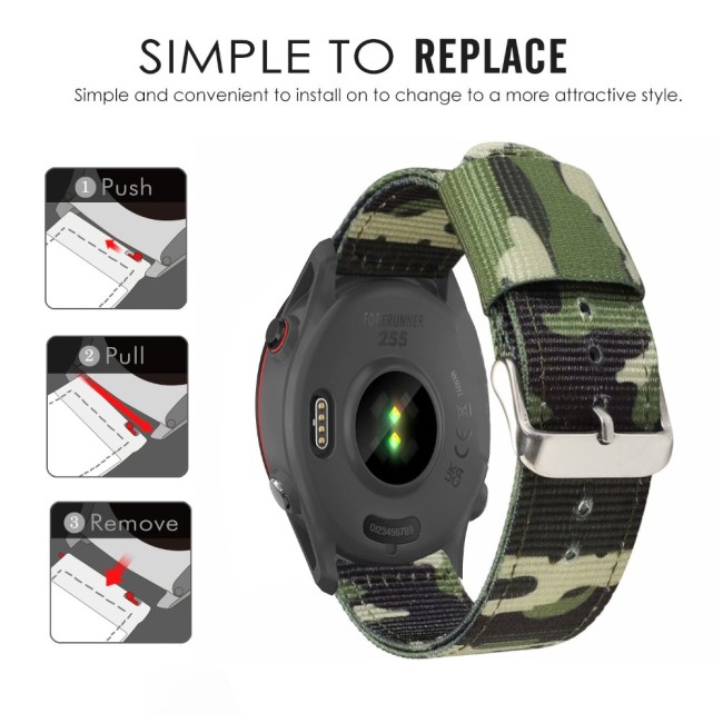 Estuyoya Correa nylon Garmin Forerunner 255 Camuflaje Verde