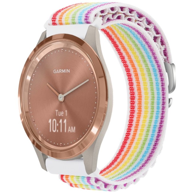 Estuyoya Correa loop nylon Garmin Vivomove 3S Rainbow White